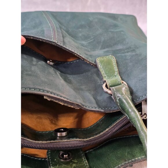 Patricia Nash Dark Green Leather Brushed Italian Nubuck Primrose Satchel Handbag - Picture 6 of 13